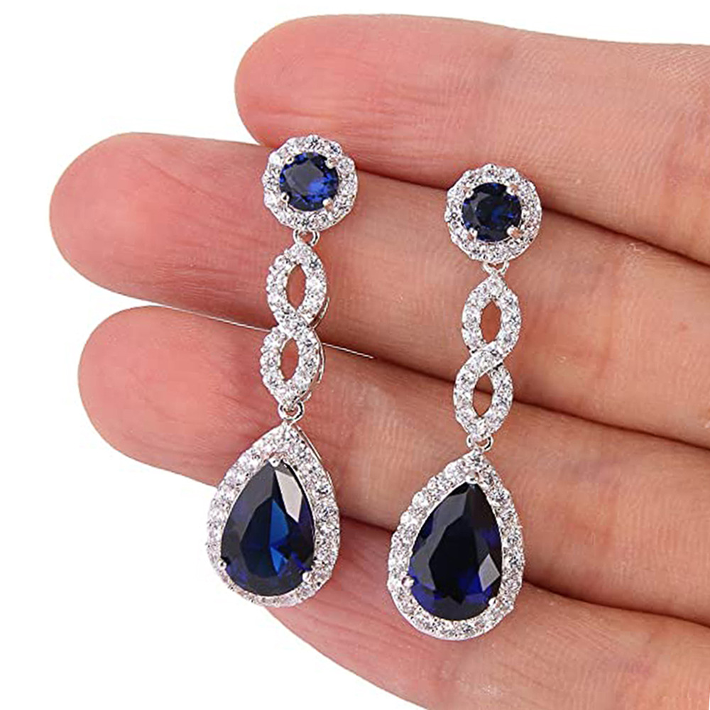 Classic Style Water Droplets Copper Plating Zircon Drop Earrings 1 Pair