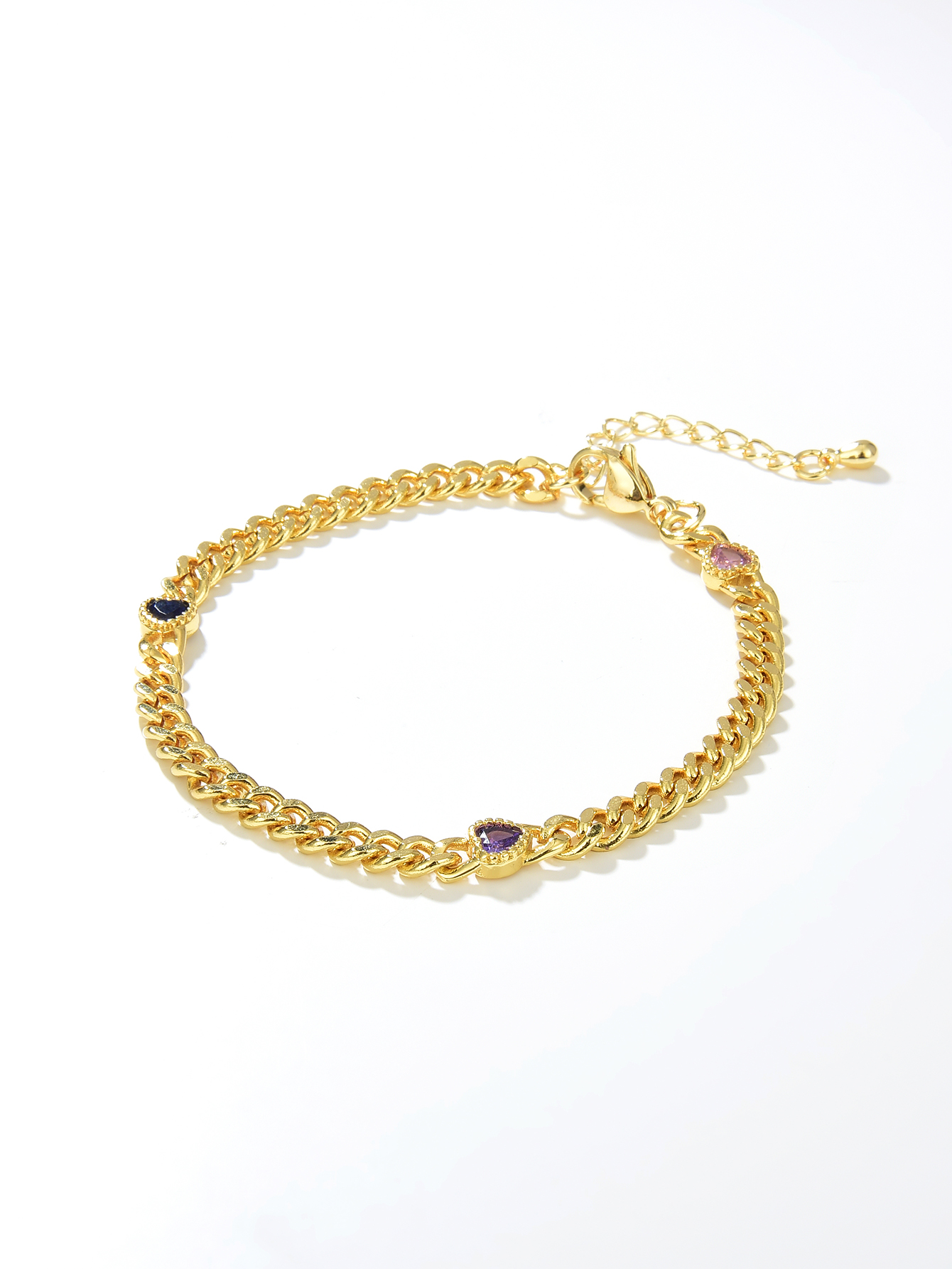 Fashion Heart Shape Copper Gold Plated Zircon Bracelets 1 Piece