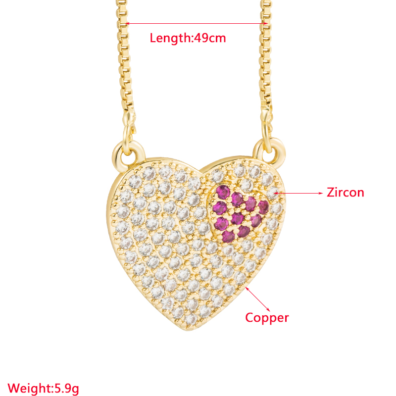 Elegant Devilu0027S Eye Heart Shape Copper Gold Plated Zircon Pendant Necklace 1 Piece