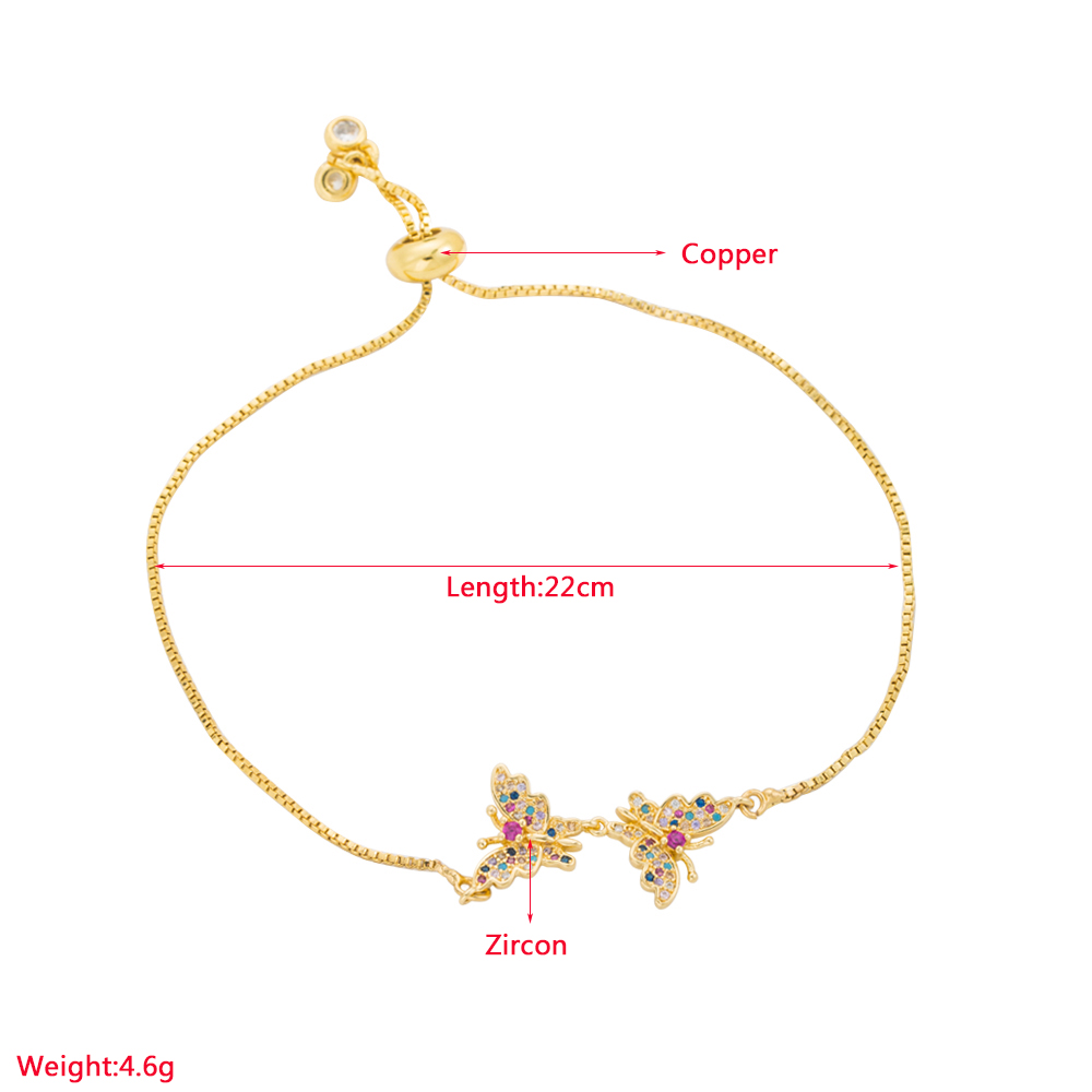 Fashion Butterfly Copper Gold Plated Zircon Bracelets 1 Piece