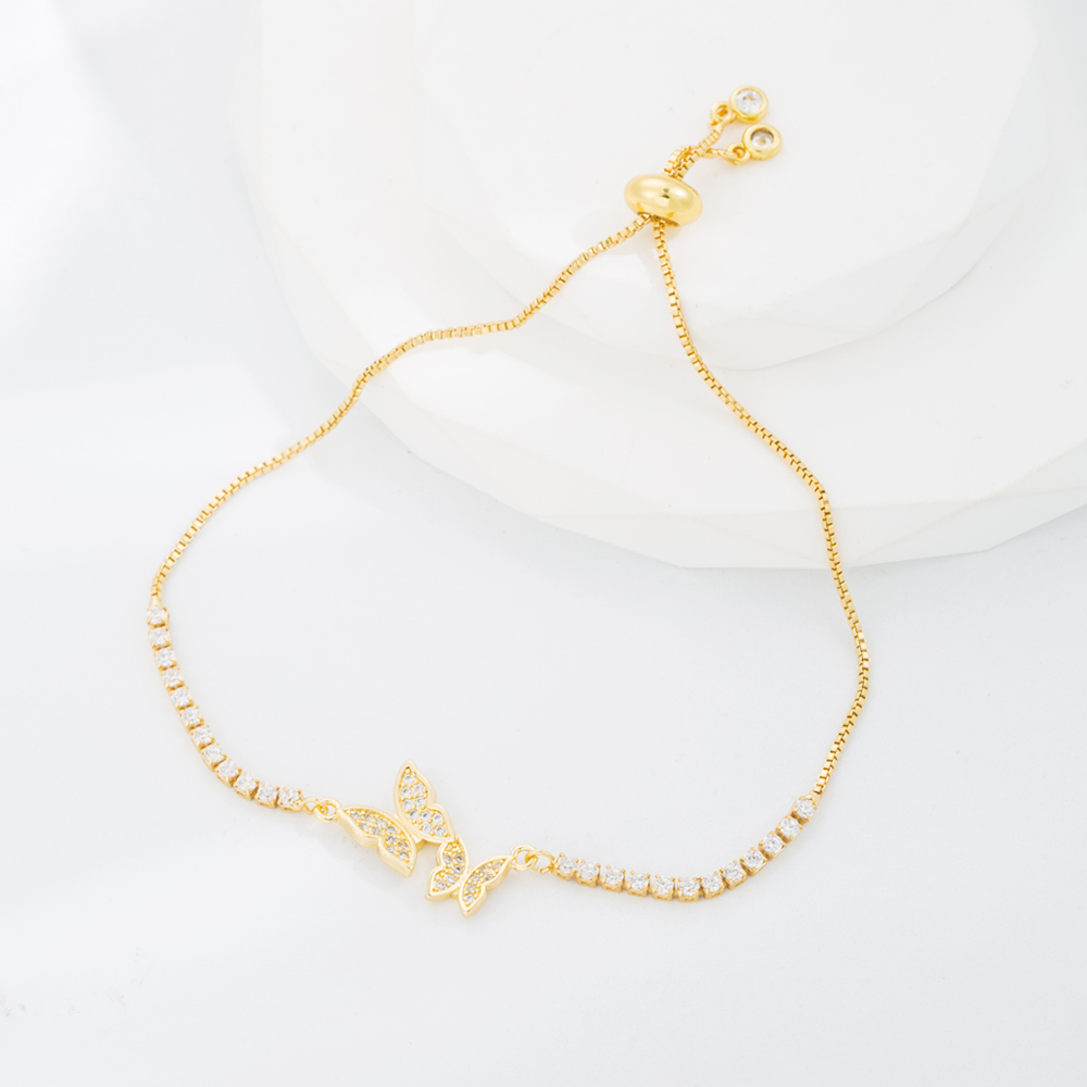 Fashion Butterfly Copper Gold Plated Zircon Bracelets 1 Piece