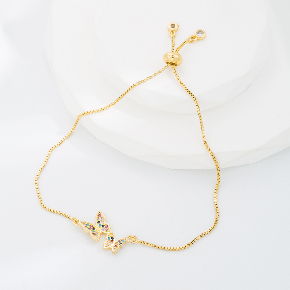 Fashion Butterfly Copper Gold Plated Zircon Bracelets 1 Piece