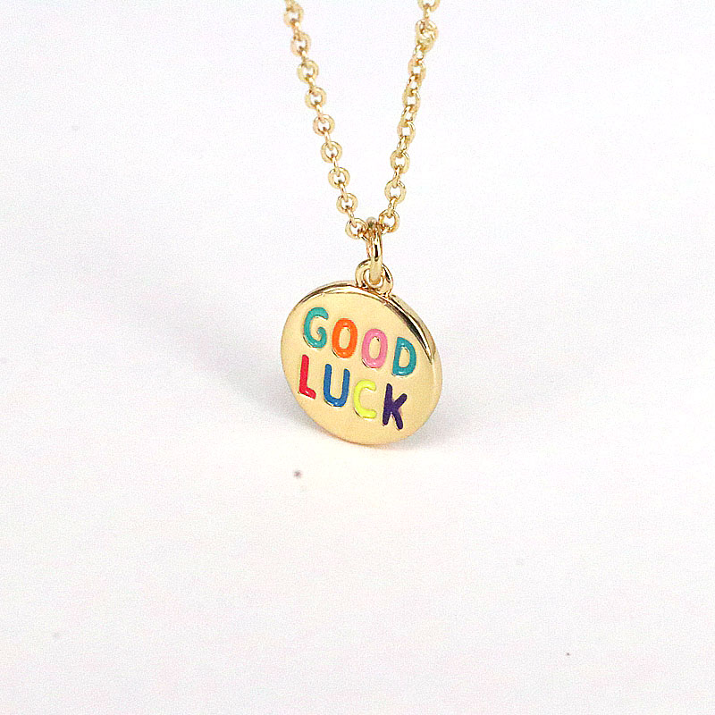 Fashion Round Letter Copper Enamel Gold Plated Pendant Necklace 1 Piece