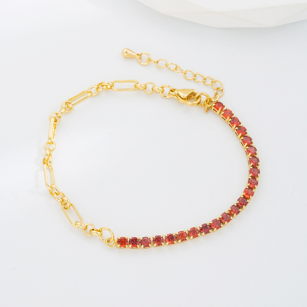 Elegant Color Block Copper Gold Plated Zircon Bracelets 1 Piece