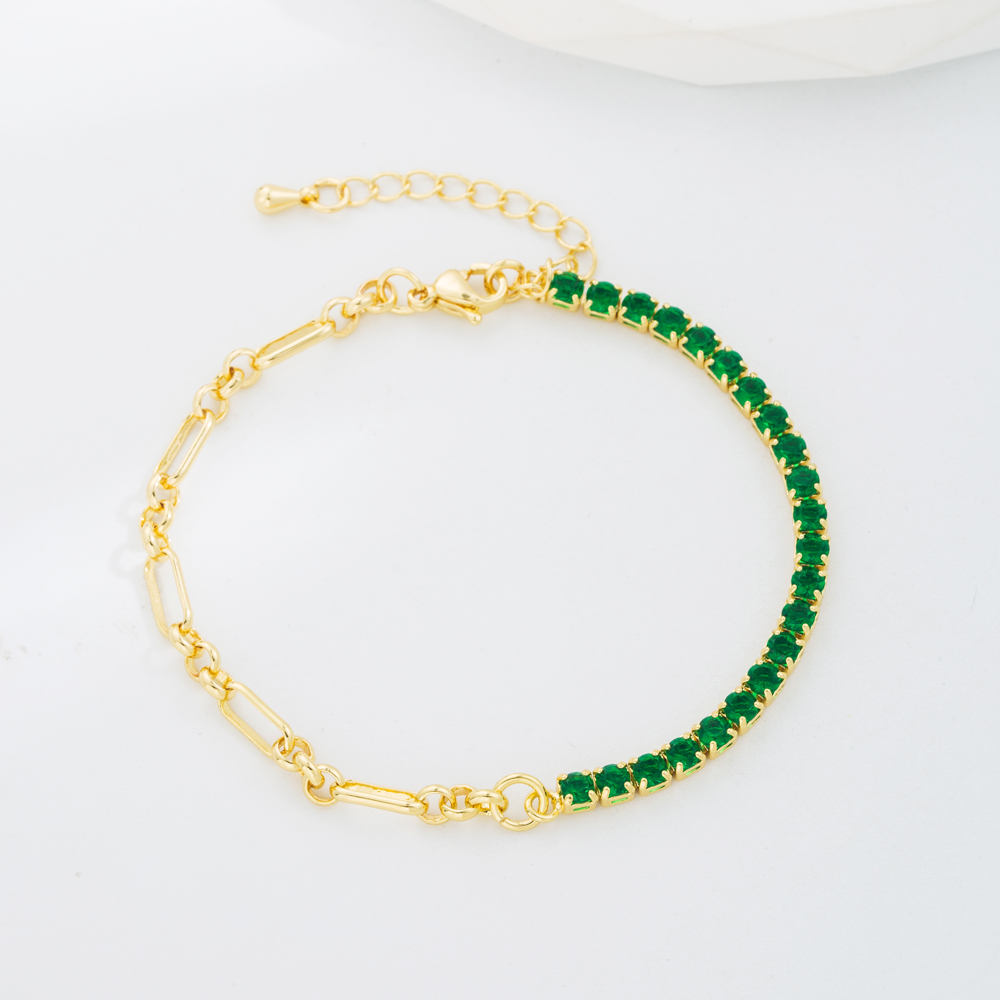 Elegant Color Block Copper Gold Plated Zircon Bracelets 1 Piece