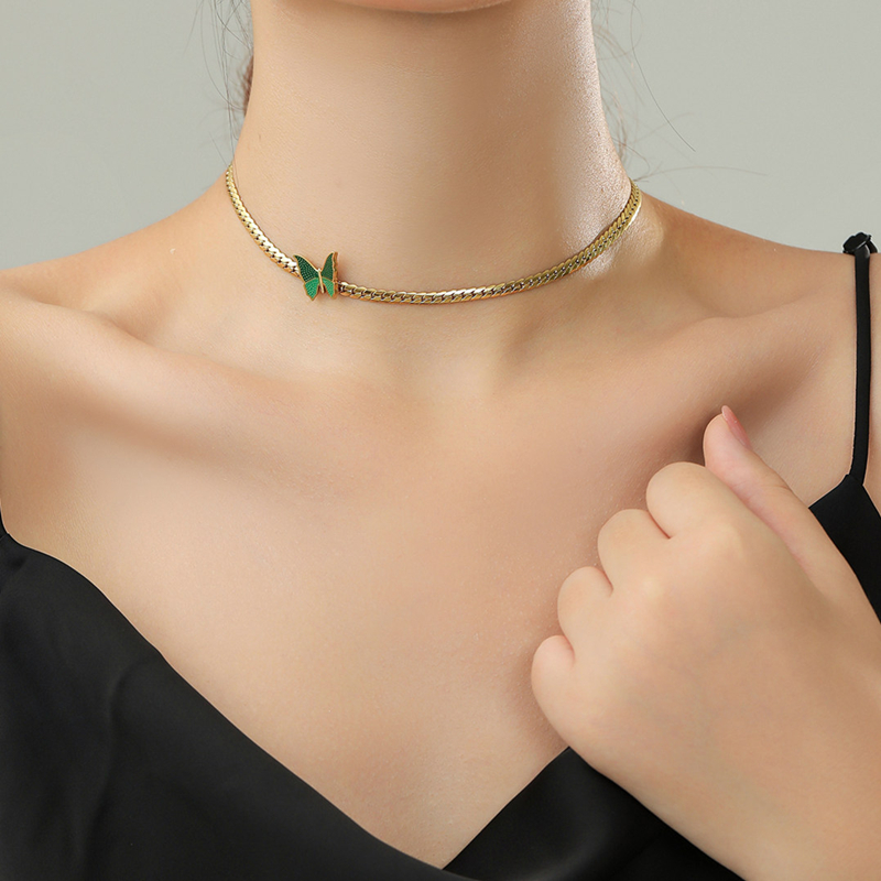 Simple Style Butterfly Titanium Steel Plating Choker 1 Piece