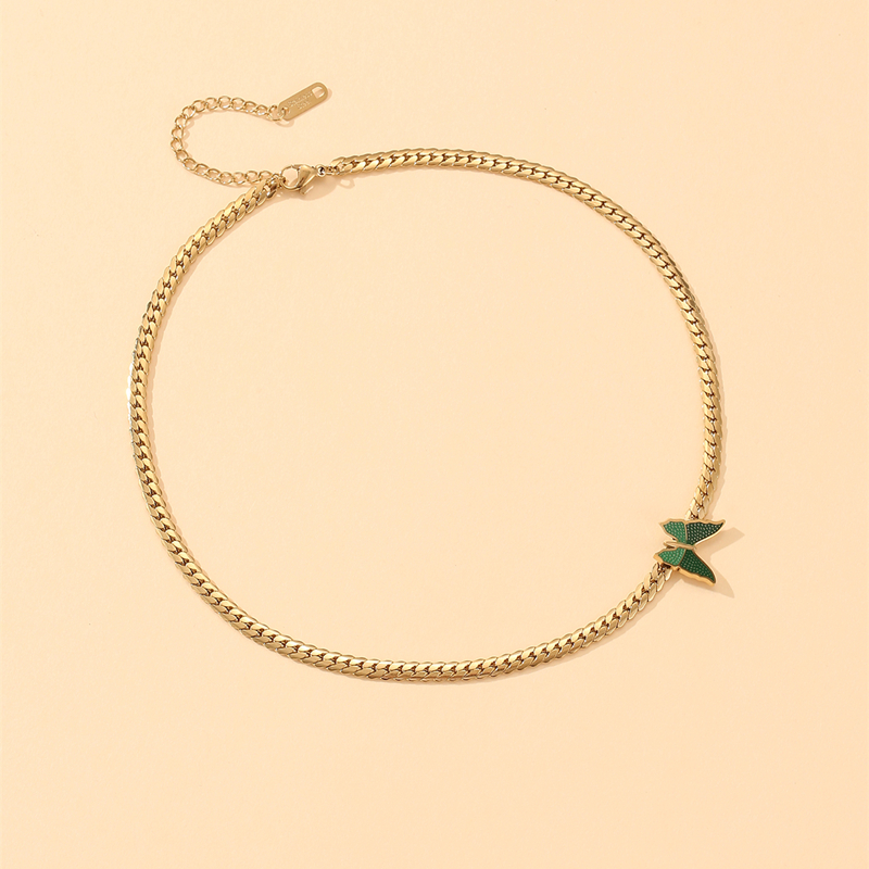 Simple Style Butterfly Titanium Steel Plating Choker 1 Piece