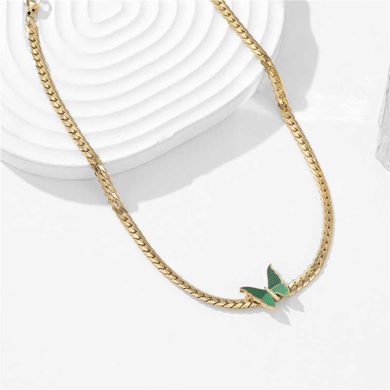 Simple Style Butterfly Titanium Steel Plating Choker 1 Piece