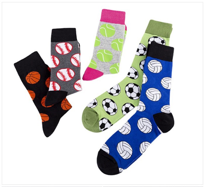 Unisex Fashion Ball Basketball Football Cotton Jacquard Crew Socks