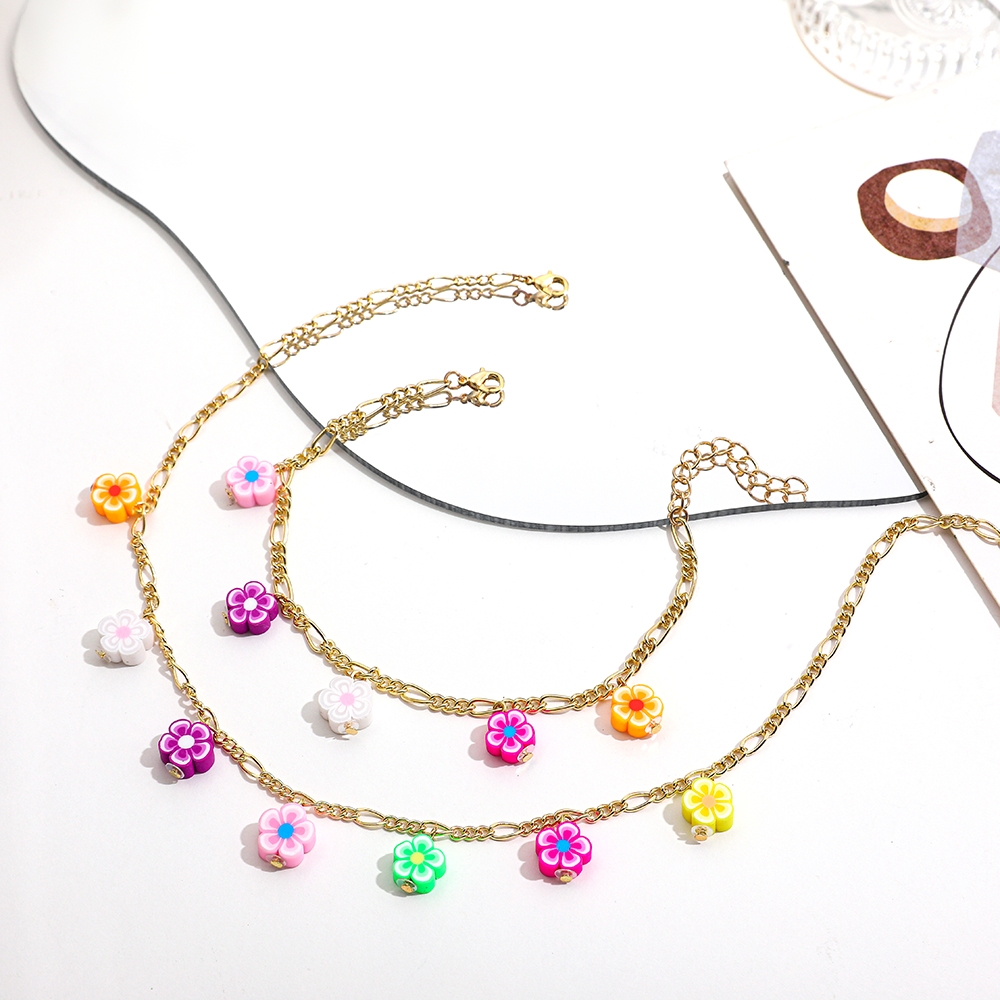 Simple Style Flower Alloy Plastic Chain Womenu0027S Necklace 1 Piece