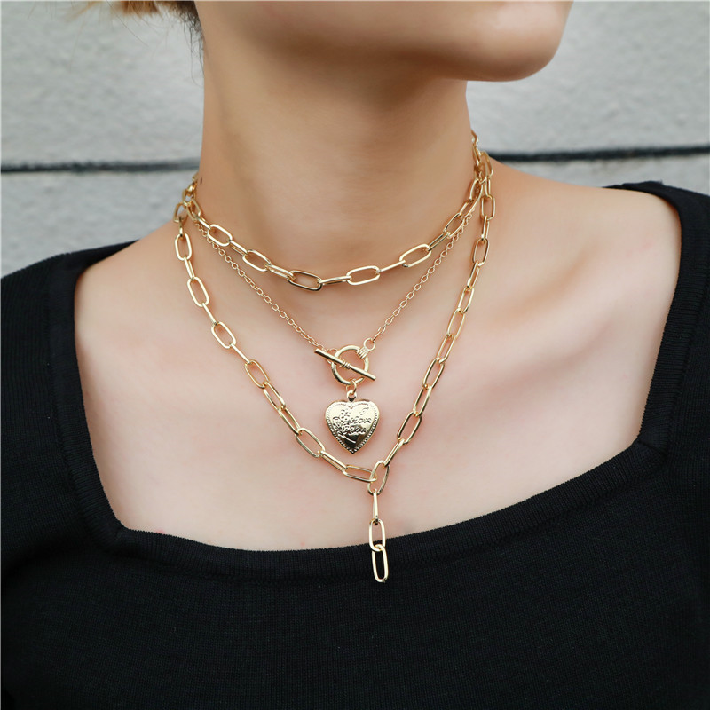 Fashion Heart Shape Alloy Womenu0027S Layered Necklaces 1 Piece