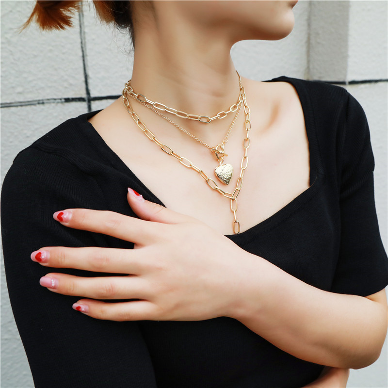 Fashion Heart Shape Alloy Womenu0027S Layered Necklaces 1 Piece