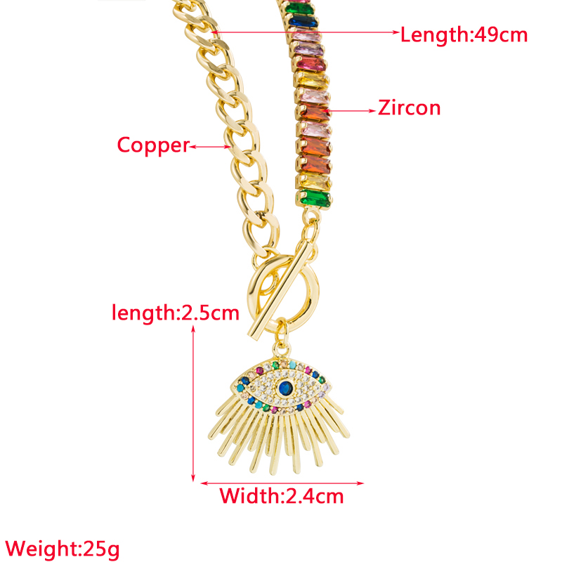 Fashion Sun Devilu0027S Eye Smiley Face Copper Gold Plated Zircon Pendant Necklace 1 Piece