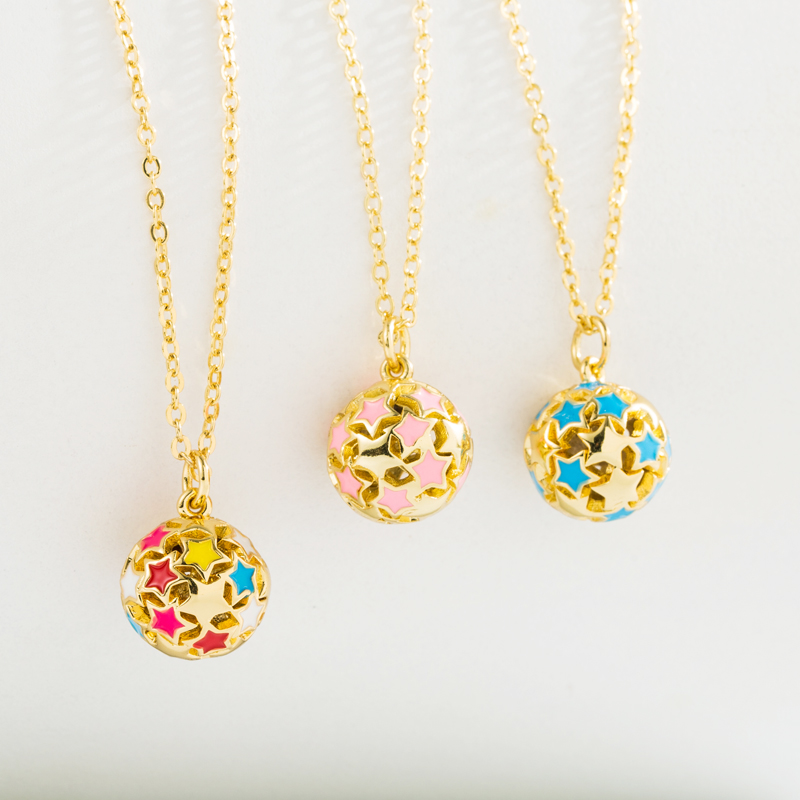 Cute Star Ball Copper Enamel Gold Plated Pendant Necklace 1 Piece