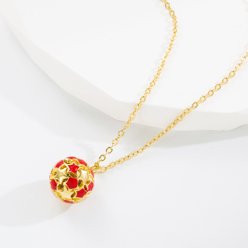 Cute Star Ball Copper Enamel Gold Plated Pendant Necklace 1 Piece