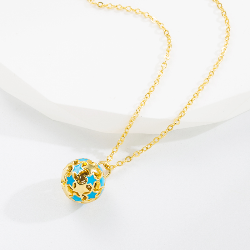 Cute Star Ball Copper Enamel Gold Plated Pendant Necklace 1 Piece