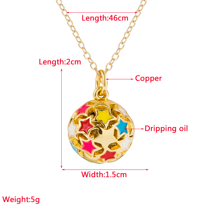 Cute Star Ball Copper Enamel Gold Plated Pendant Necklace 1 Piece