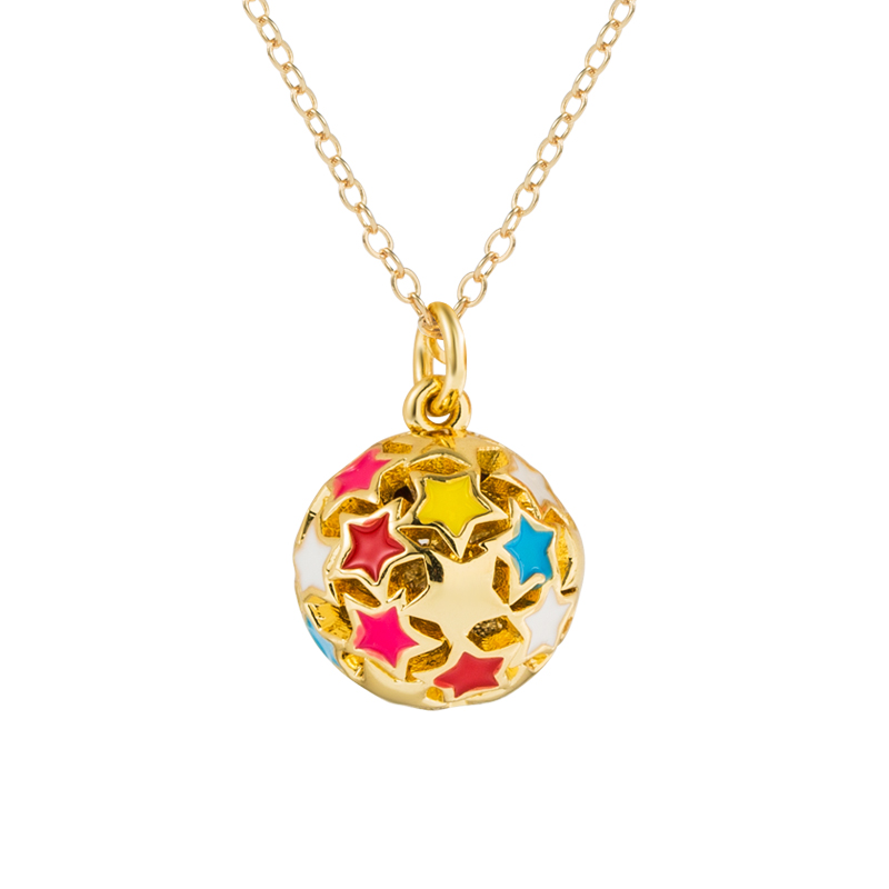 Cute Star Ball Copper Enamel Gold Plated Pendant Necklace 1 Piece