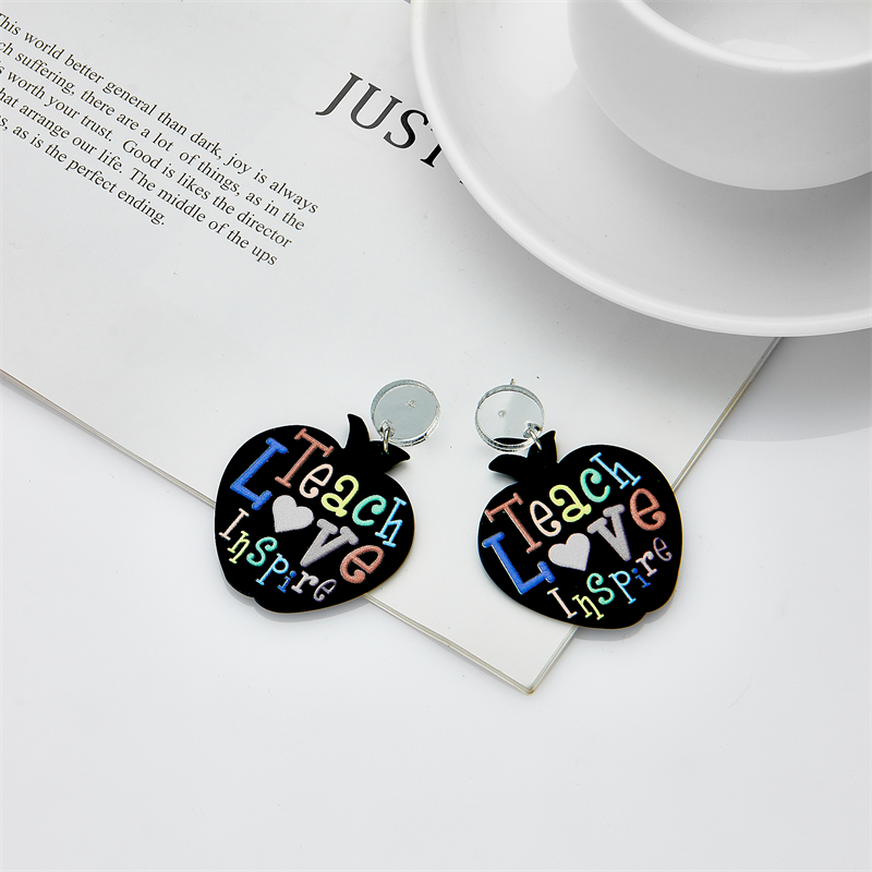 Fashion Letter Apple Arylic Womenu0027S Dangling Earrings 1 Pair