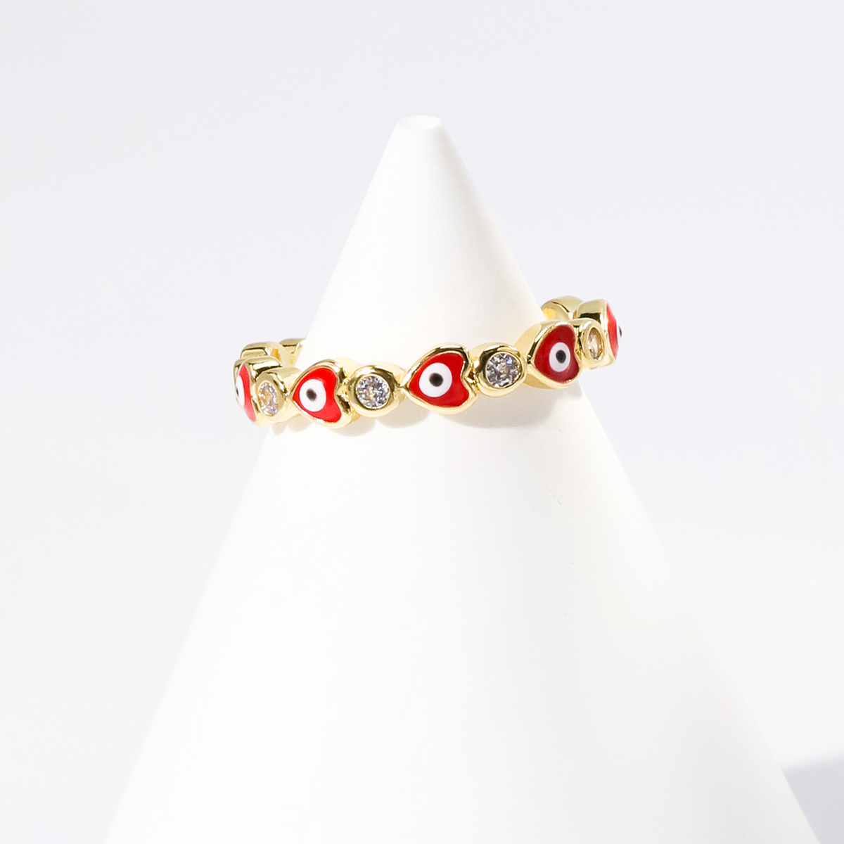 Fashion Star Heart Shape Copper Gold Plated Zircon Open Ring 1 Piece
