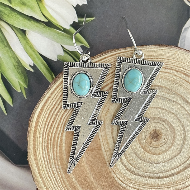 Vintage Style Lightning Alloy Plating Turquoise Womenu0027S Drop Earrings 1 Pair