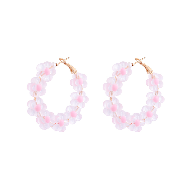 Fashion Flower Resin Patchwork Womenu0027S Hoop Earrings 1 Pair
