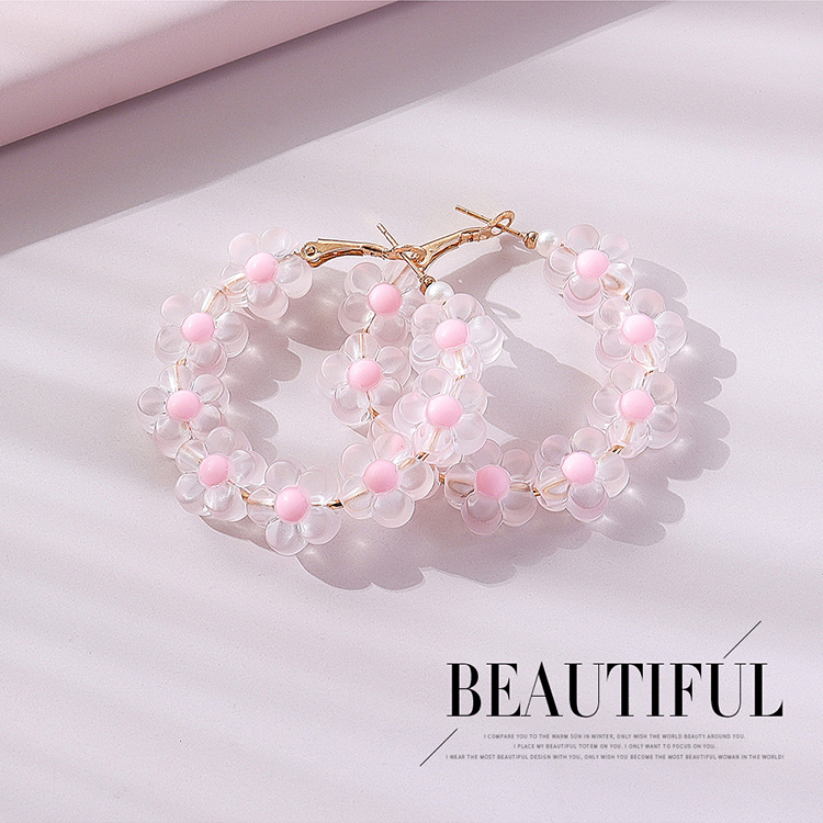 Fashion Flower Resin Patchwork Womenu0027S Hoop Earrings 1 Pair