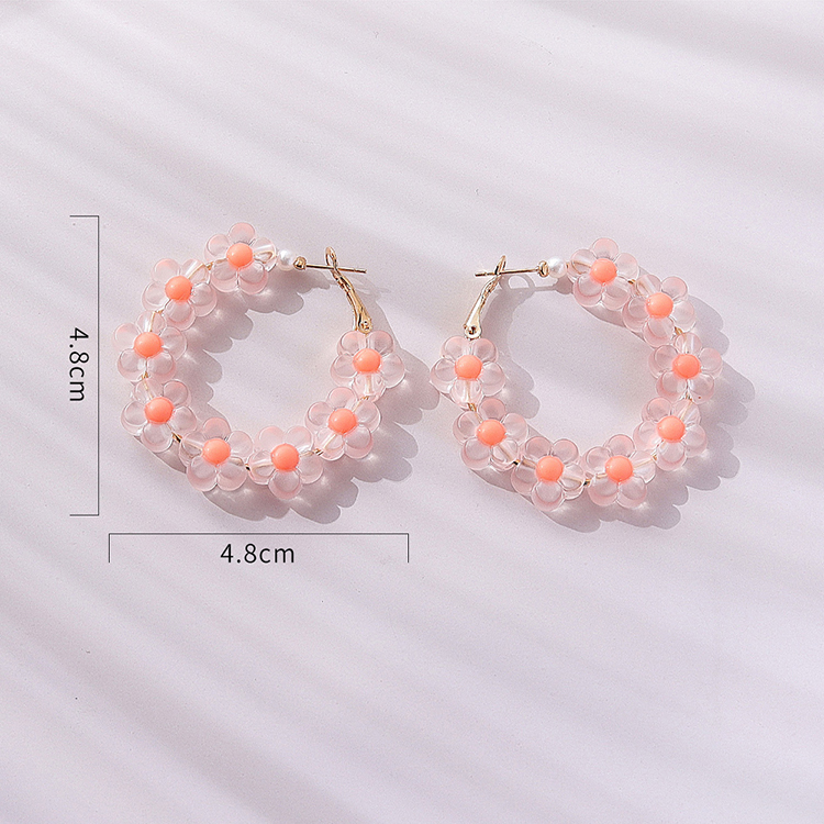 Fashion Flower Resin Patchwork Womenu0027S Hoop Earrings 1 Pair