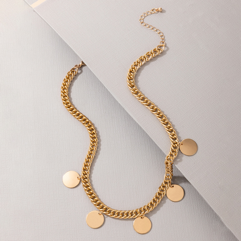 Simple Style Geometric Round Alloy Plating Chain Unisex Choker 1 Pair