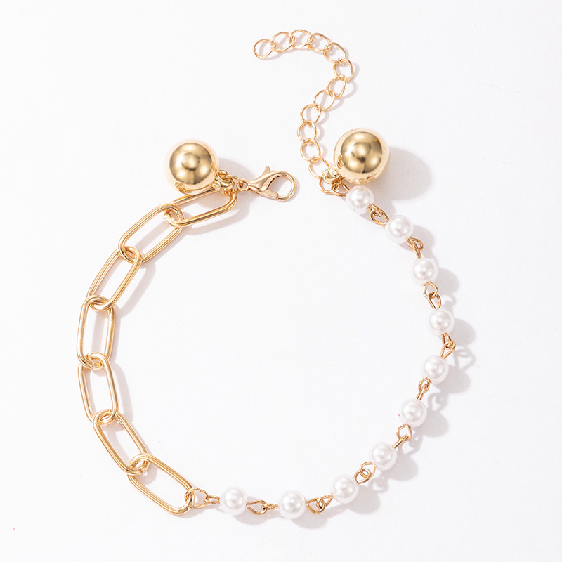 Simple Style Bell Alloy Patchwork Artificial Pearls Unisex Anklet 1 Piece