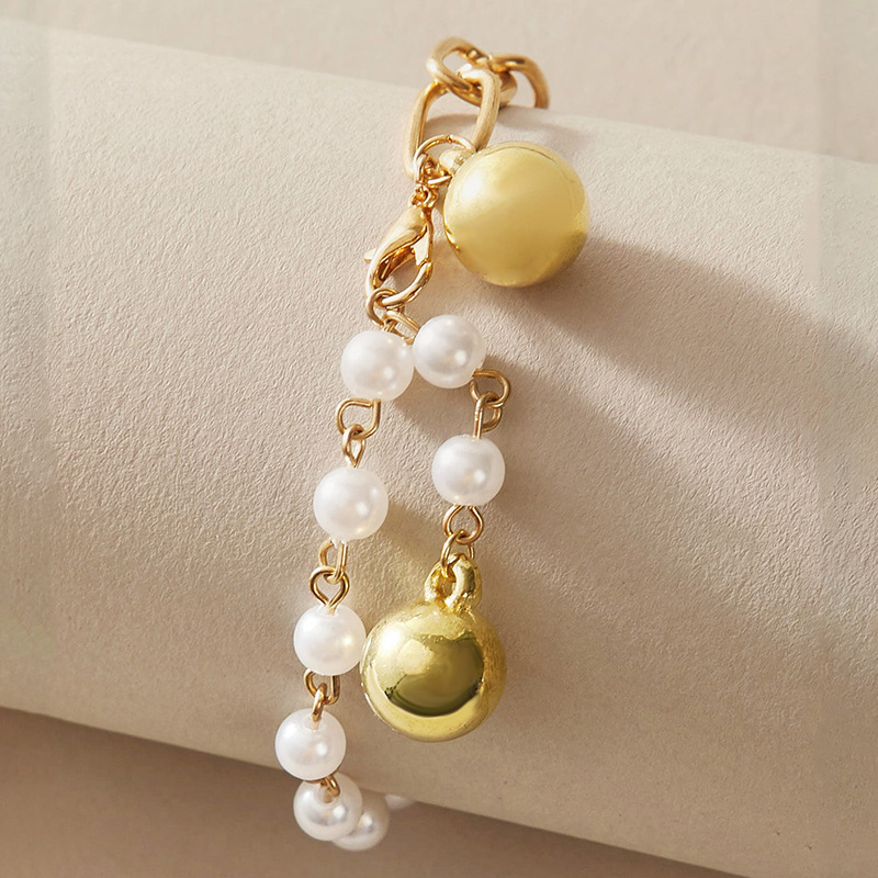 Simple Style Bell Alloy Patchwork Artificial Pearls Unisex Anklet 1 Piece