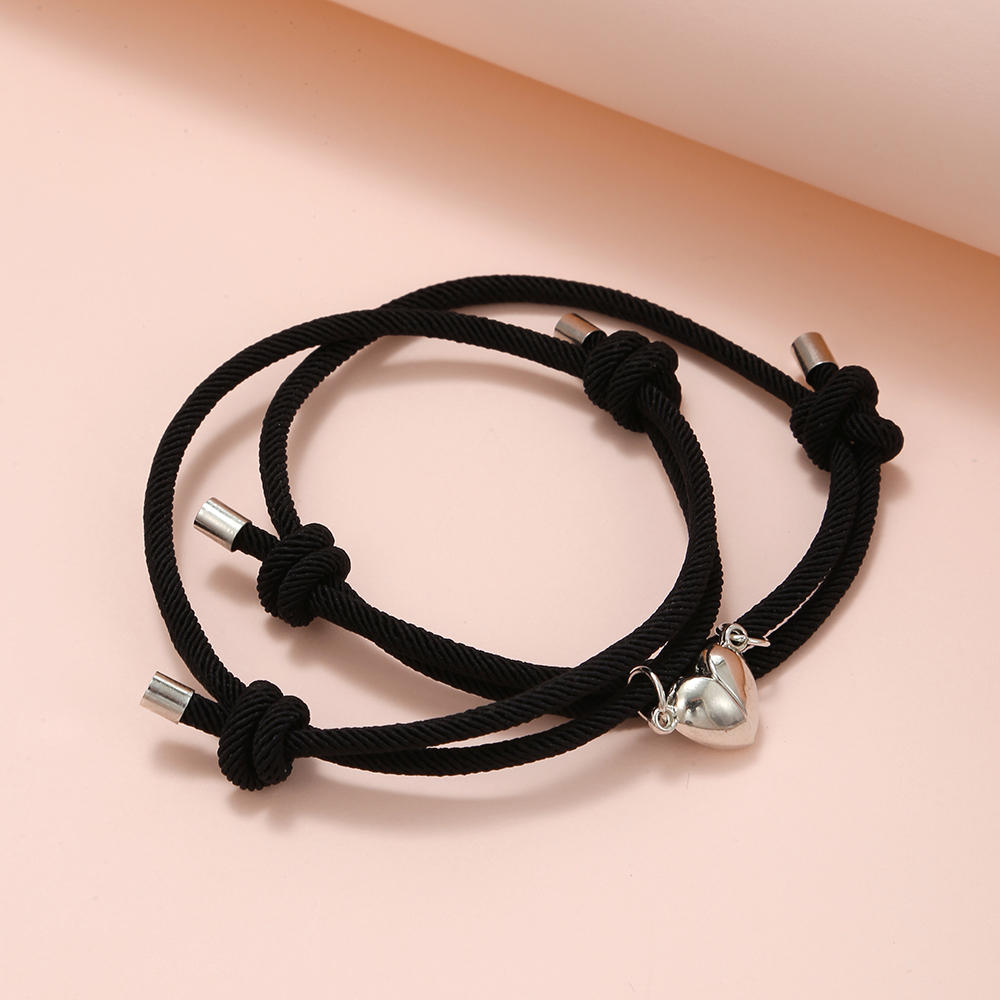 Simple Style Heart Shape rope Braid Womenu0027S Bracelets 2 Pieces