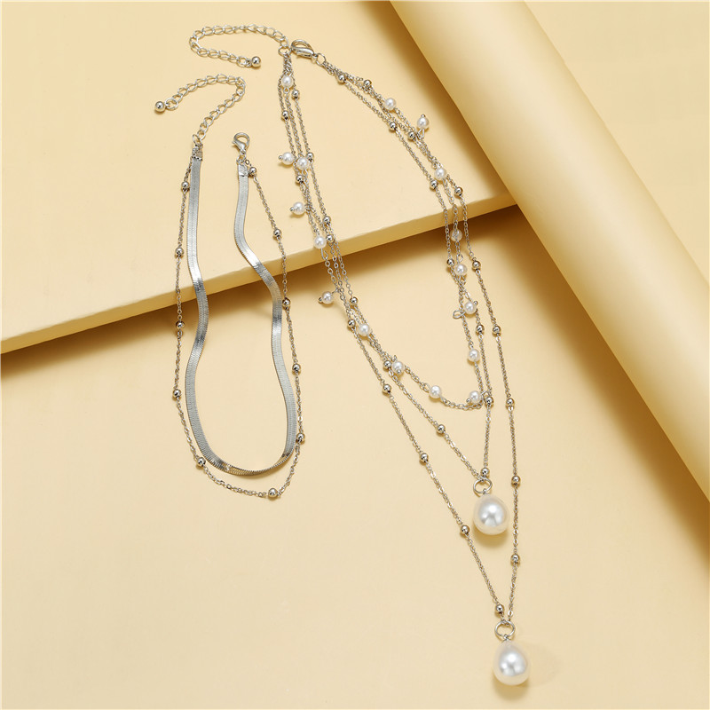 Retro Geometric Imitation Pearl Alloy Womenu0027S Necklace 2 Pieces