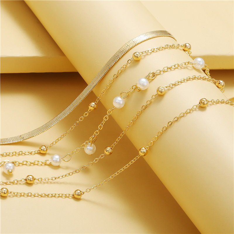 Retro Geometric Imitation Pearl Alloy Womenu0027S Necklace 2 Pieces