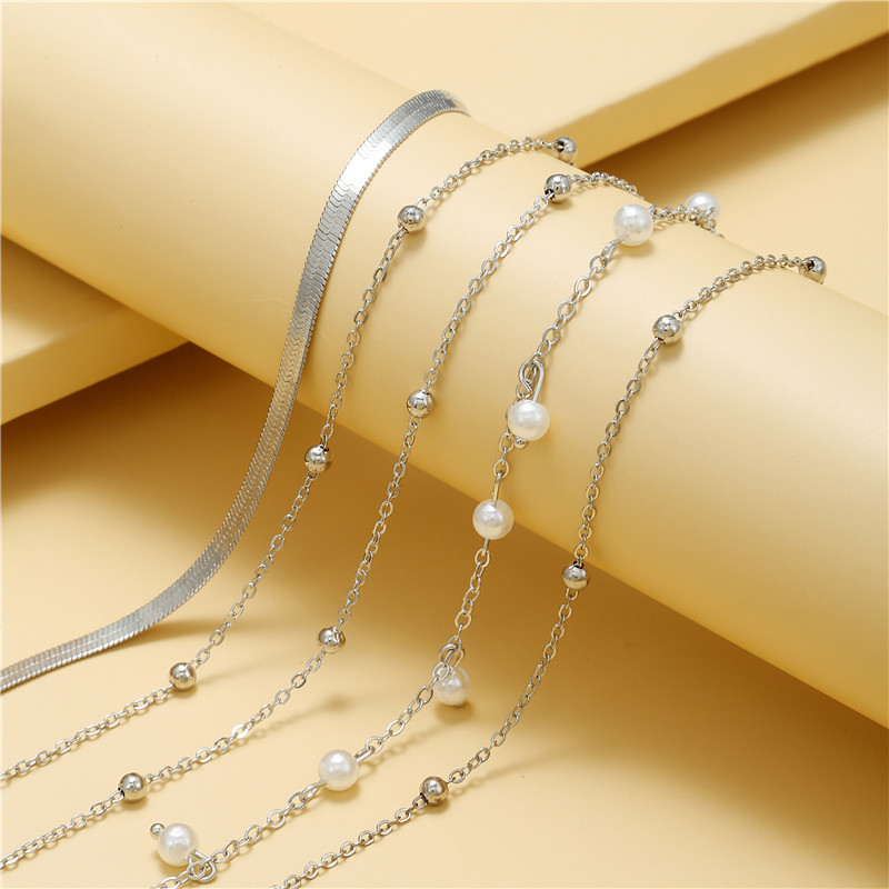 Retro Geometric Imitation Pearl Alloy Womenu0027S Necklace 2 Pieces