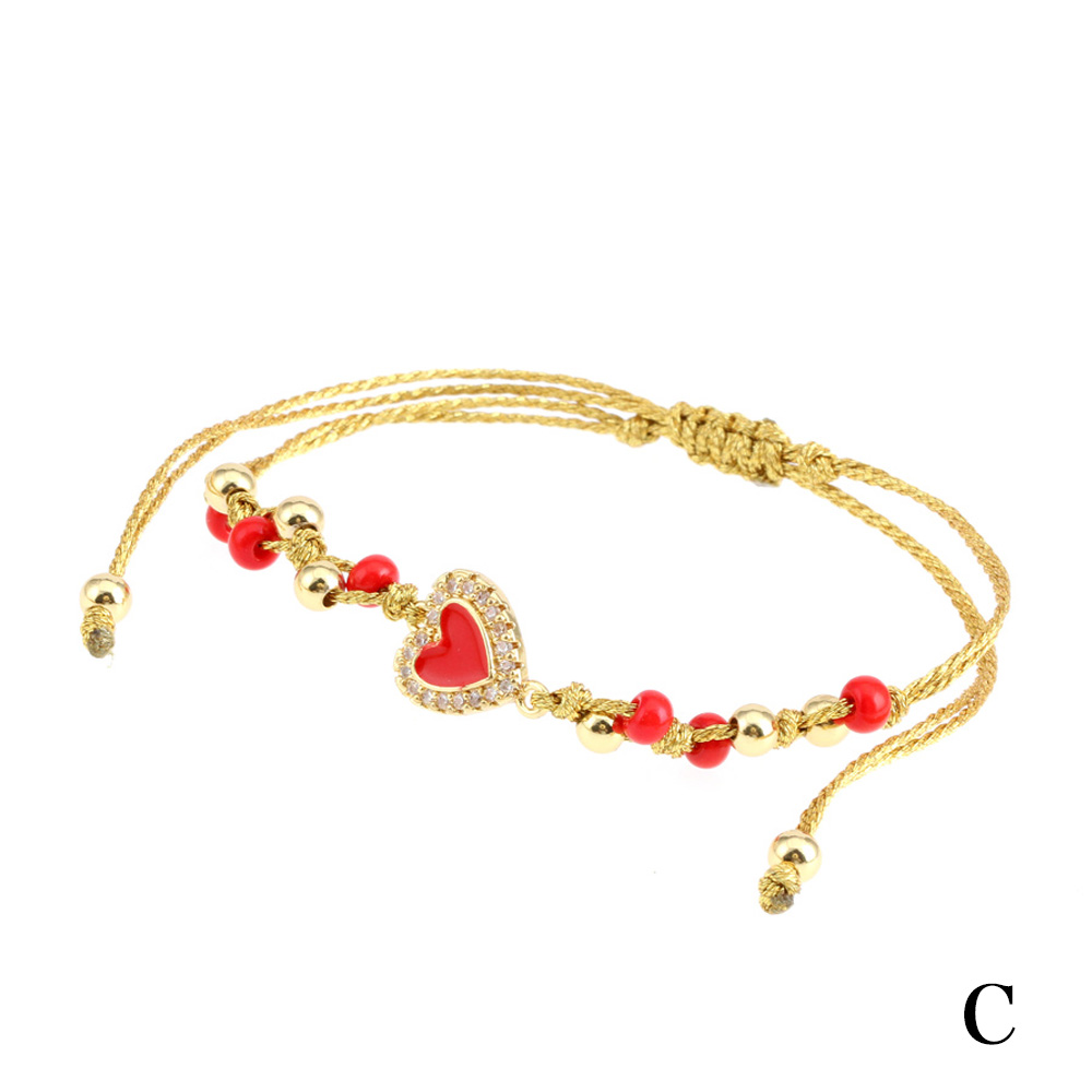 Sweet Heart Shape Copper Knitting Zircon Bracelets
