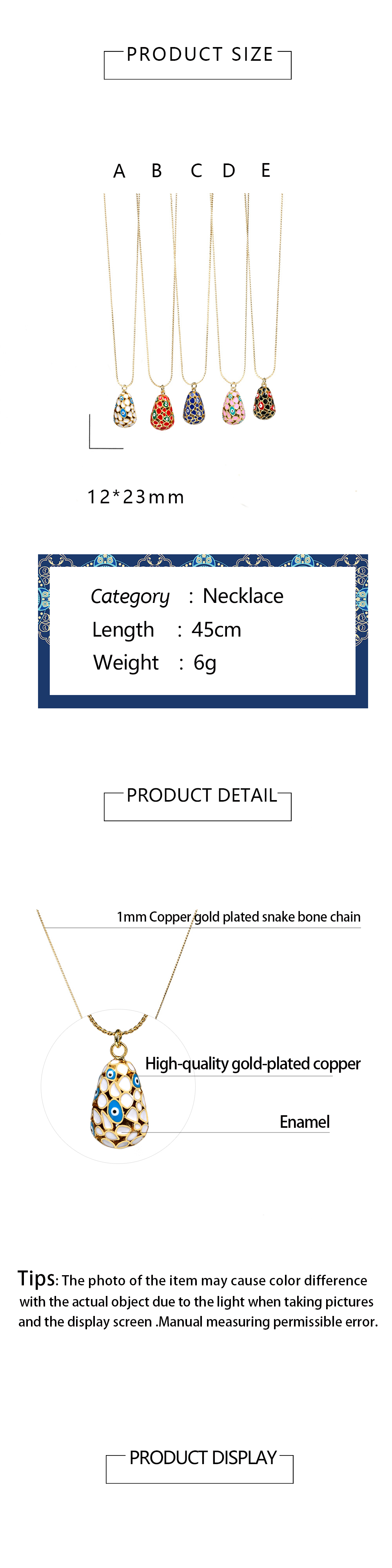 Fashion Devilu0027S Eye Copper Gold Plated Zircon Pendant Necklace
