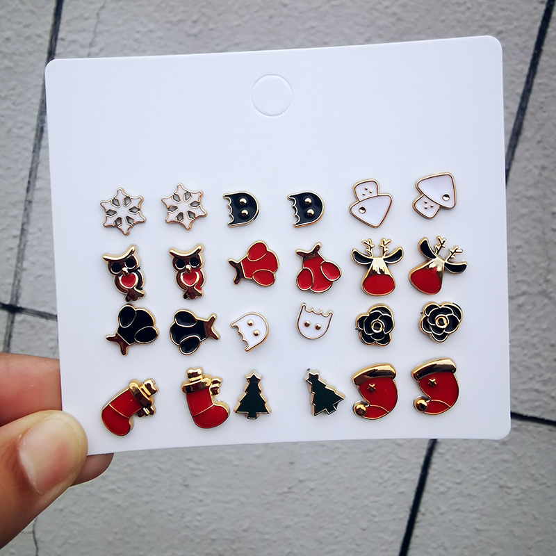 Fashion Christmas Hat Mushroom Elk Alloy Christmas Womenu0027S Ear Studs 1 Set