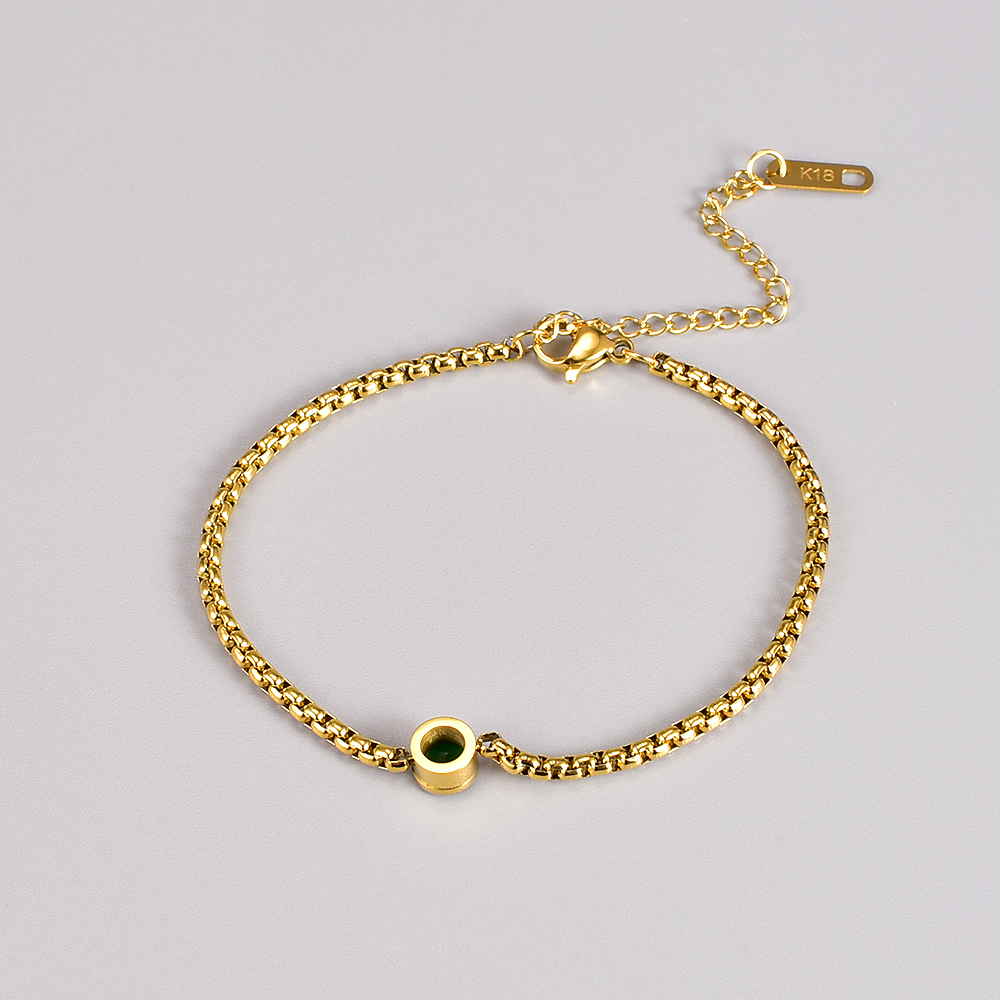 Vintage Style Round Titanium Steel Gold Plated Rhinestones Bracelets 1 Piece