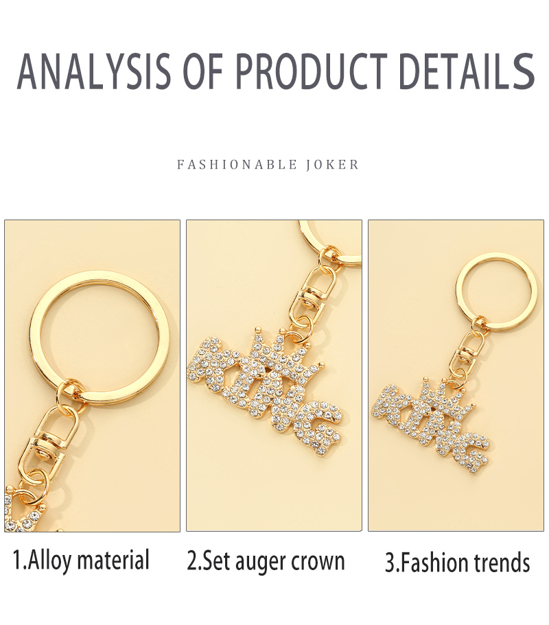 Fashion Letter Crown Alloy Inlay Rhinestones Bag Pendant Keychain 1 Piece