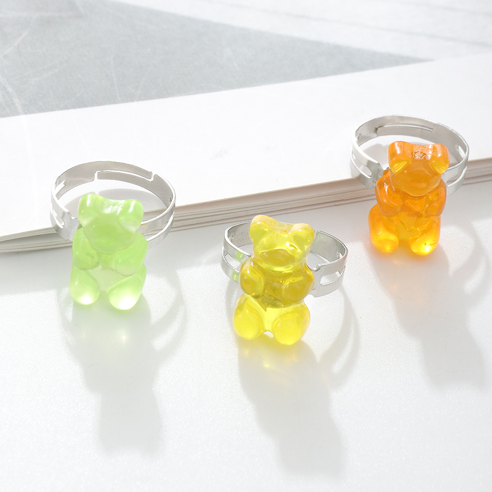 Cute Bear Alloy Patchwork Womenu0027S Open Ring 1 Set