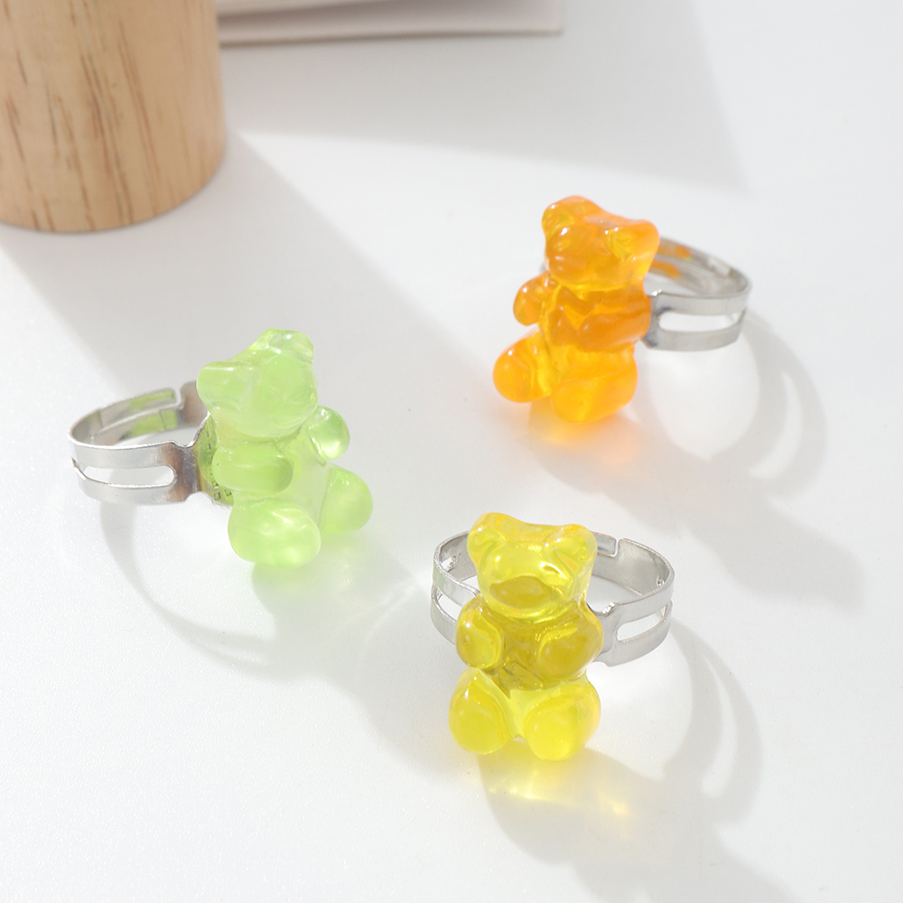 Cute Bear Alloy Patchwork Womenu0027S Open Ring 1 Set