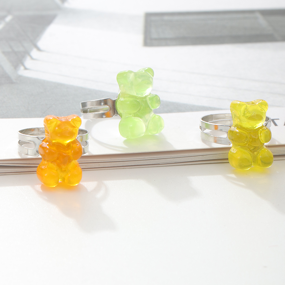 Cute Bear Alloy Patchwork Womenu0027S Open Ring 1 Set