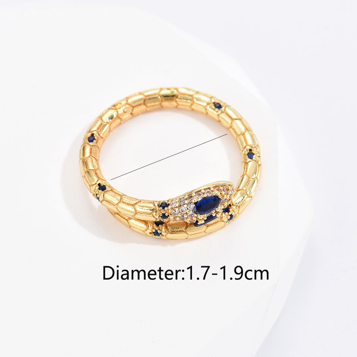 Fashion Snake Copper Gold Plated Zircon Open Ring 1 Piece