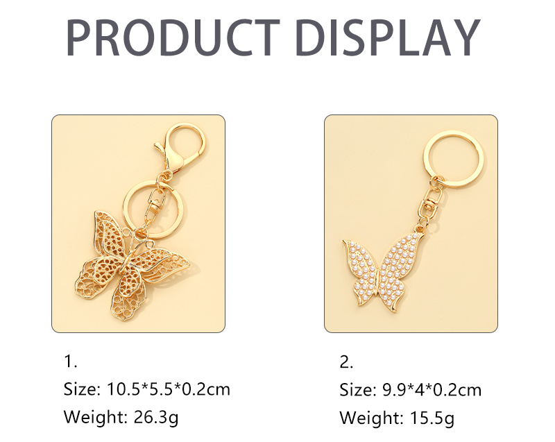 Retro Butterfly Imitation Pearl Alloy Epoxy Bag Pendant Keychain 1 Piece
