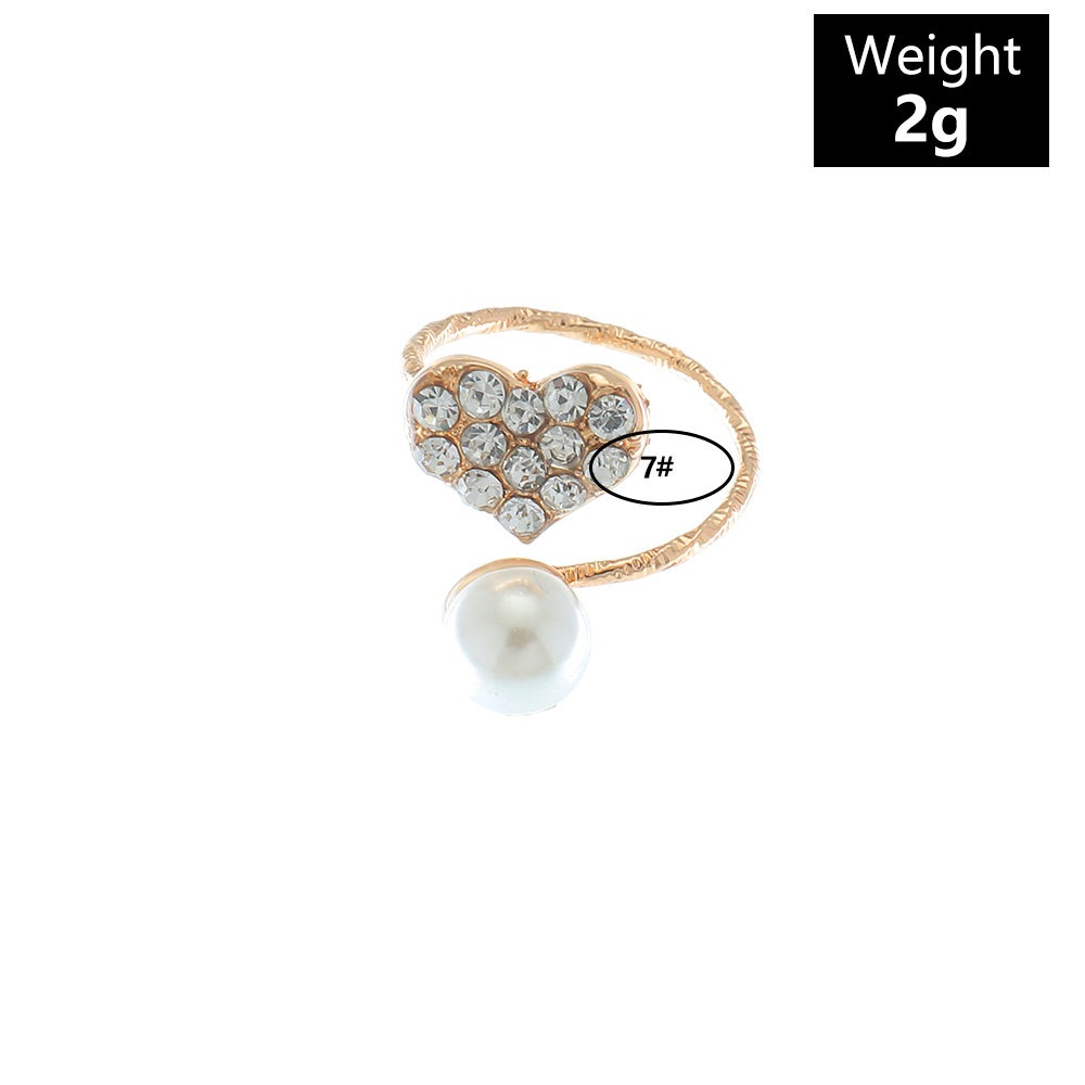 Fashion Heart Shape Alloy Inlay Artificial Pearls Rhinestones Womenu0027S Open Ring 1 Piece