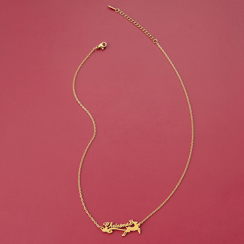 Simple Style Elk Stainless Steel Hollow Out Pendant Necklace 1 Piece
