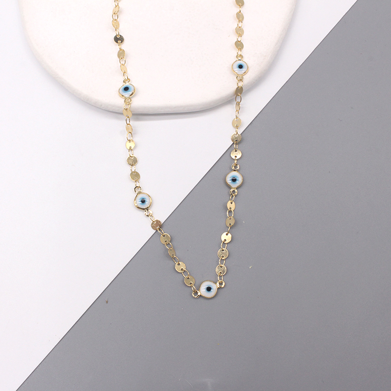 Retro Devilu0027S Eye Copper Enamel Gold Plated Necklace