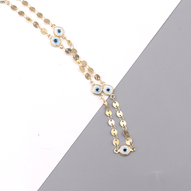 Retro Devilu0027S Eye Copper Enamel Gold Plated Necklace