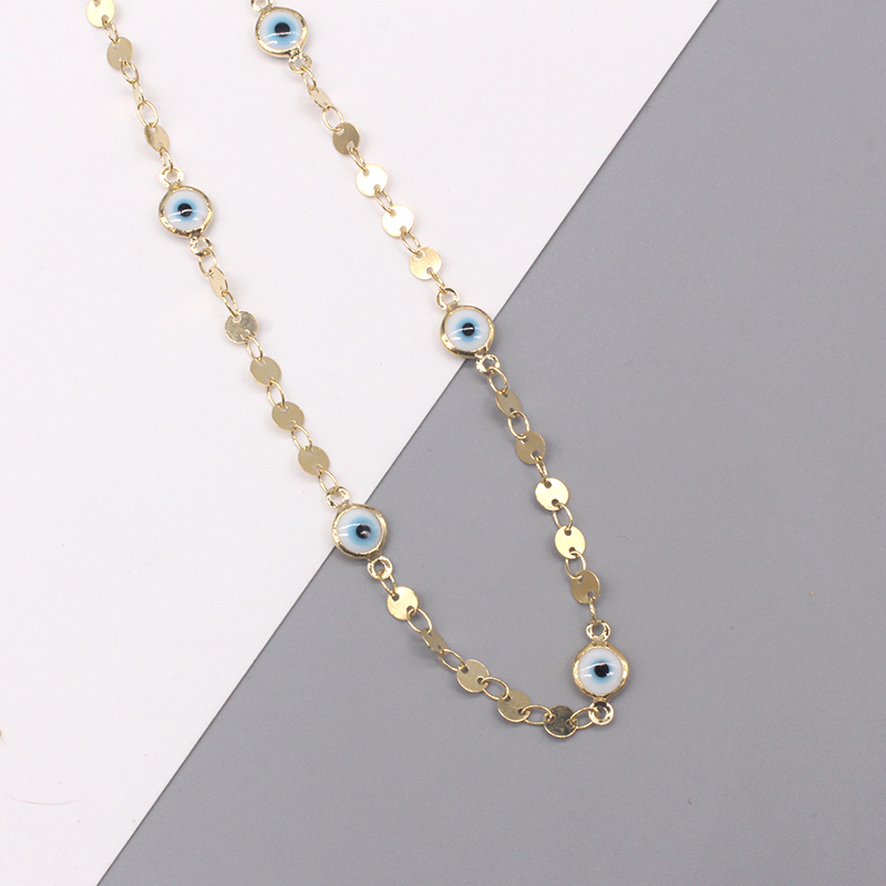 Retro Devilu0027S Eye Copper Enamel Gold Plated Necklace